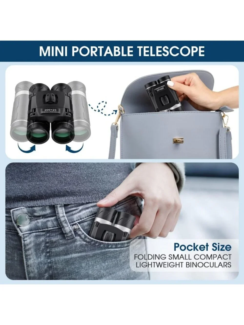 High-Powered Compact Binoculars for Adults & Kids - Waterproof Mini Pocket